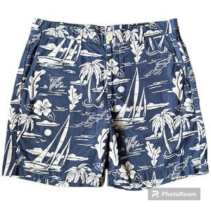 VINEYARD VINES 7" TROPICAL LIVING BREAKER SHORTS BLUE WHITE MENS 32